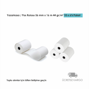 Yazarkasa / Pos Rulosu 56 mm x 16 m 44 gr/m² 10 x  6'lI Paket