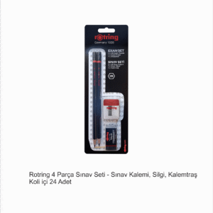 Rotring 4 Parça Sınav Seti - Sınav Kalemi, Silgi, Kalemtraş